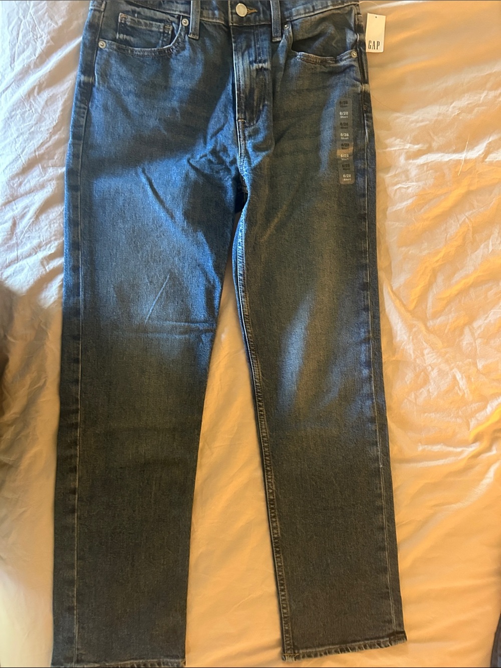 GAP Denim High-Rise Straight Leg Jeans in Medium Blue